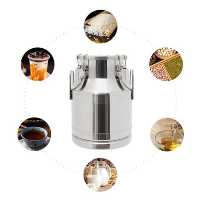 2.64Gal Stainless Steel Milk Can Milk Jug with Lid Sealed Wine Pail Bucket Heavy Duty Transport Barrel Liquid Storage Container for Home, Farm (10L/2.64Gal 201 SS) - size: 337.9 Ounces
