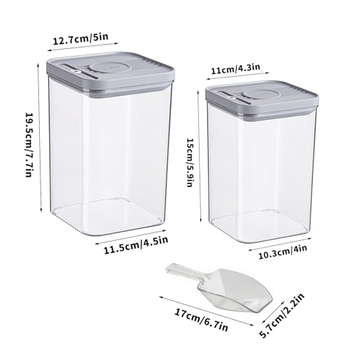 2 Pack Pet Food Storage Containers, 2.6L & 1.6L Small Animal Food Storage Box, Hamsters Treats Container with 1 spoons suitable for cats/hamsters/guinea pigs/rabbits dry food container
