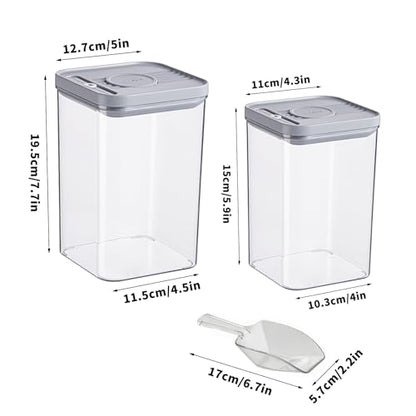 2 Pack Pet Food Storage Containers, 2.6L & 1.6L Small Animal Food Storage Box, Hamsters Treats Container with 1 spoons suitable for cats/hamsters/guinea pigs/rabbits dry food container