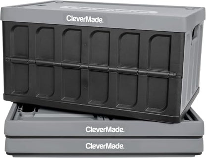 CleverMade Collapsible Storage Bins With Lids, 62L 3 Pack, 100 lb, Stone - color: Stone, size: 62L - 3 Pack