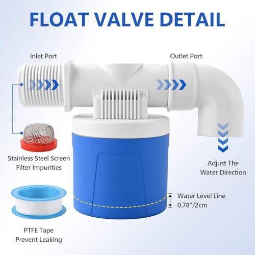 2Pcs 3/4" Aquapulse Side Inlet Water Float Valve, Automatic Water Level Conrtol Valves, Aqua pluse Water Tank Float Valve for Livestock, Swimming Pool, Toilet, Garden Irrigation System, 3/4" Hose - size: 3/4" Side Inlet