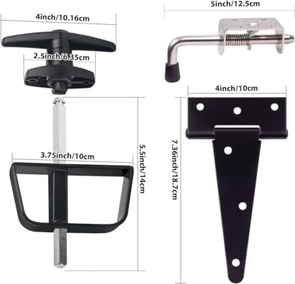 Double Door Shed Hardware Kit -Includes Window and Door/Window Hinge Set, Complete with Hinges, Latches, and T-Handle Lock -, for Gates, playrooms