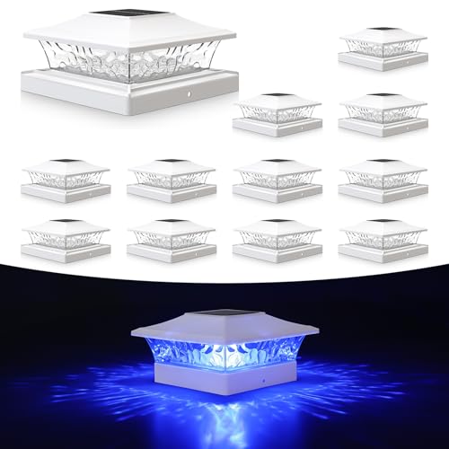 VOLISUN Solar Post Cap Light 12Pack White: RGB Color Changing - Fence Post Lights Solar Outdoor Waterproof for 4x4 x5 x6 WoodenVinyl Post - color: White, size: 12 Pack