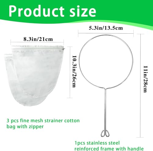 Ultra Fine Mesh Strainer with Stainless Steel Handle, Reusable Food Grade Juice Strainer, Cheesecloth Strainer with Zipper for Nut Milk, Coffee, Butter, Juices and Cheese (Small Size) - size: Small