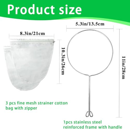 Ultra Fine Mesh Strainer with Stainless Steel Handle, Reusable Food Grade Juice Strainer, Cheesecloth Strainer with Zipper for Nut Milk, Coffee, Butter, Juices and Cheese (Small Size) - size: Small