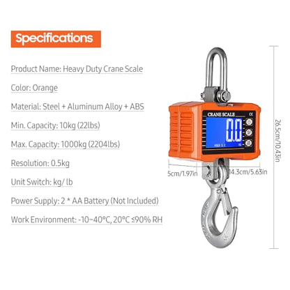 Digital Crane Scale, Heavy Duty Hanging Scale