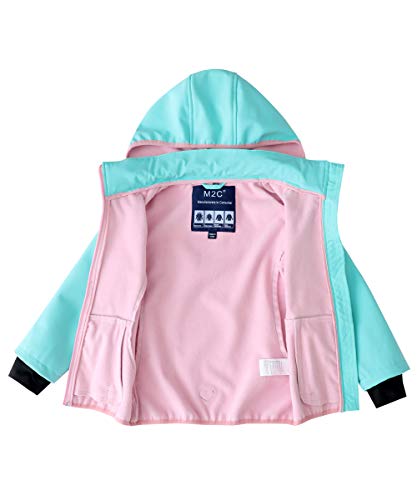 M2C Girls Hooded Fleece Lined Waterproof Windproof Jacket - color: Mint Green, size: 6-7 Years