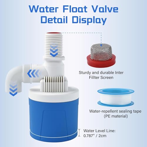 2Pcs 3/4 Inch Aquapulse Top Inlet Water Float Valve, Automatic Water Level Control Valve, Small Aqua Pulse Float Valves for Rain Barrel, Livestock, Water Tank, Pool, Aquarium, Pond, Water Hose - size: 3/4" Top Inlet