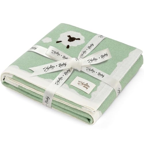 Luxe Merino Wool Cotton Baby Blanket Ultra-Soft, Temperature-Regulating Swaddle Blanket for Newborns, Receiving Blanket, and Nursery Throw 29.5" x 37.4", Machine Washable - color: Pastel Green