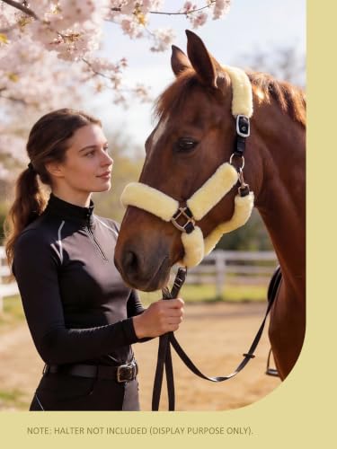 Harrison Howard Fleece Halter Covers for Horses, Set of 9, Prevent Hair Loss Pressure Marks, Padded Horse Halter Fleece Set Pale Canary - color: Pale Canary