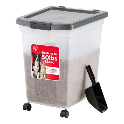 IRIS USA Dog Food Storage Container, Up to 50 lbs, Dark Gray, Made in USA - color: Dark Gray, size: 50 lbs