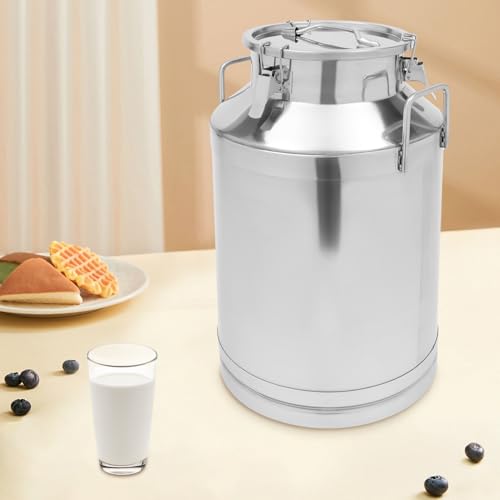 Stainless Steel Milk Can Wine Pail Bucket Milk Can Tote Jug Sealed (60L) - size: 60L