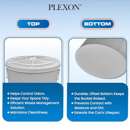 Plexon 20 Gallon Metal Trash Can with Lid Outdoor Large Trash Bin Steel Garbage Can for Garage Patio Farmhouse Bucket Bird Seed Storage Can Heavy Duty Round Container - color: Gray