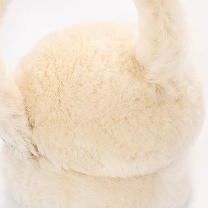 MaxW Wool Ear Muffs for Winter Women Men Fluffy Earmuffs Soft Cozy Ear Warmers Outdoor Ear Covers for Cold Weather - color: A-chestnut