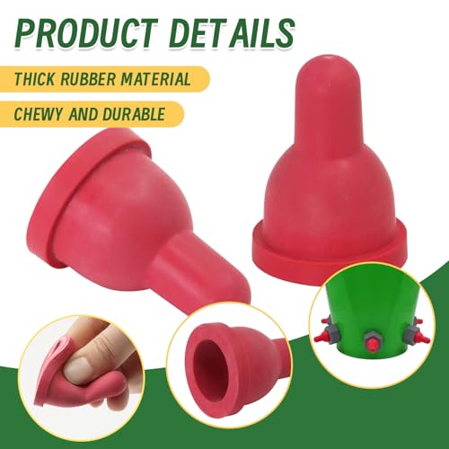 6Pcs Goat Lamb Nipple Soft Rubber Lamb Milk Nipples | Pacifier with Anti-Backflow Fixed Base, Food Grade Bite-Resistant Reusable Bottle Nipples for Goat Pig Dog Cat Farm Feeding - color: red, size: 1 Count (Pack of 6)