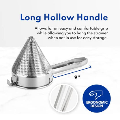 New Star Foodservice 34219 18/8 Stainless Steel China Cap Strainer, 7-Inch, Fine Mesh