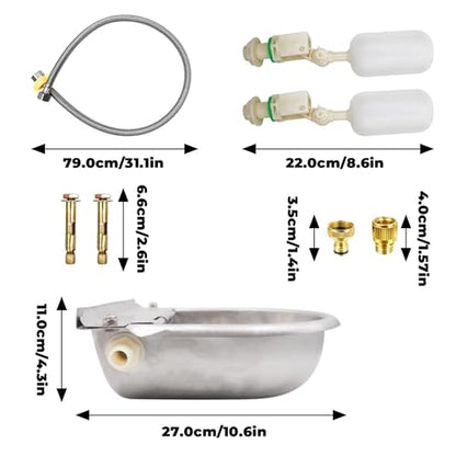Chicken Coop Accessories, Automatic Water Dispenser Kit with Pipe and Float Ball Valve, Chicken Waterer, Watering System for Chick, Hen, Duck, Geese, Turkey, and Other Poultry