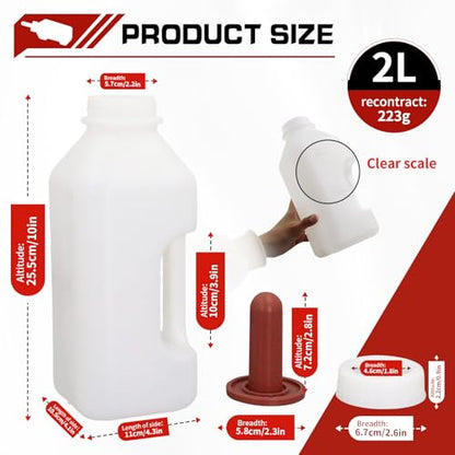 2 Quart Calf Nursing Bottle Rubber Screw Nipple with Replacemen Cap
