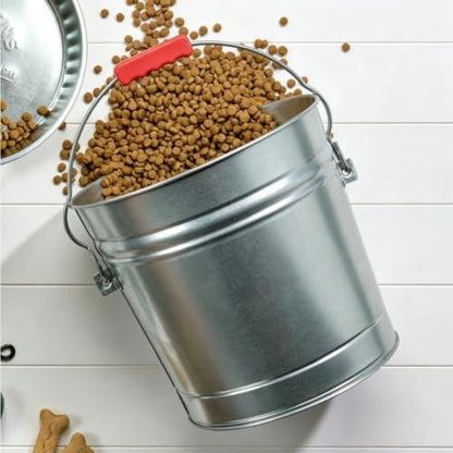 6 Gallon Galvanized Steel Locking Lid Storage Can, Airtight Rodent Proof Metal Bin for Pet Food Seed Dry Goods Storage