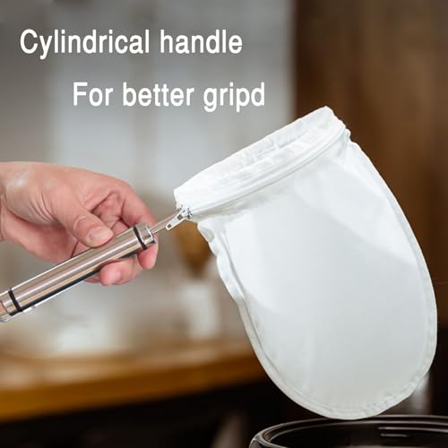 FATCAT Fine Mesh Cheese Cloth, Fine Mesh Strainer Bags, Nut Milk Bag S - color: Handle*1+Strainer Bag*3, size: S