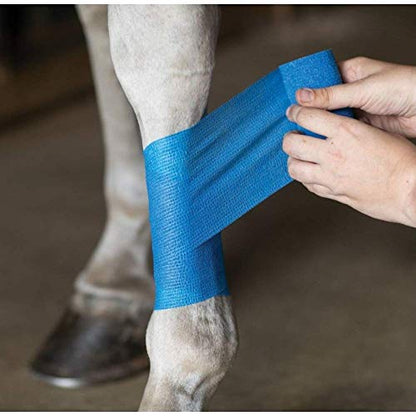 Dura-Tech Vet Flex White Bandage First Aid Wrap | for Horses, Dogs and Others | Self-Adhesive Cohesive Tape | 4” Wide and 5 Yards of Length | Package of 18 Rolls