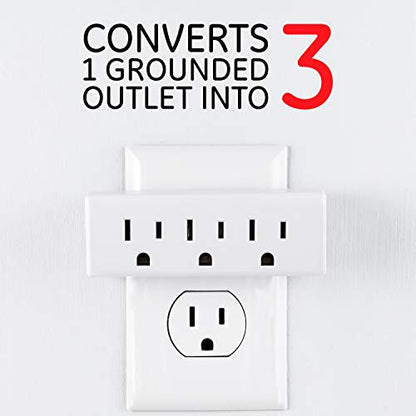 GE Outlet Extender, 3 Outlet Multi Plug Wall Power Splitter - color: White, size: 1 Pack