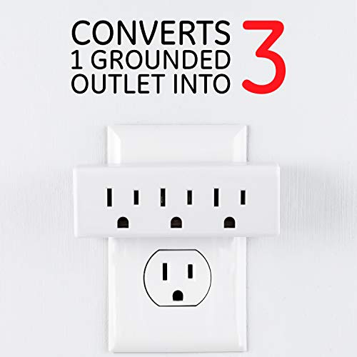 GE Outlet Extender, 3 Pack, 3 Outlet Multi Plug Wall Power Splitter - color: White, size: 3 Pack
