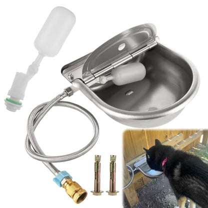 YAYODS Automatic Dog Water Bowl Dispenser Outdoor with Float Valve, Stainless Steel Auto Self Filling Animal Waterer Feeder for Outdoor Livestock, Chicken, Cow, Horse