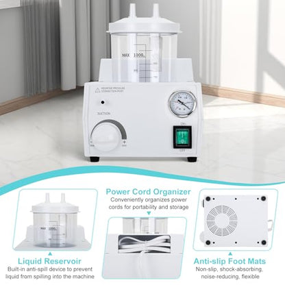 Portable Veterinary Suction Machine | Home Use with 1000ml Capacity 110V