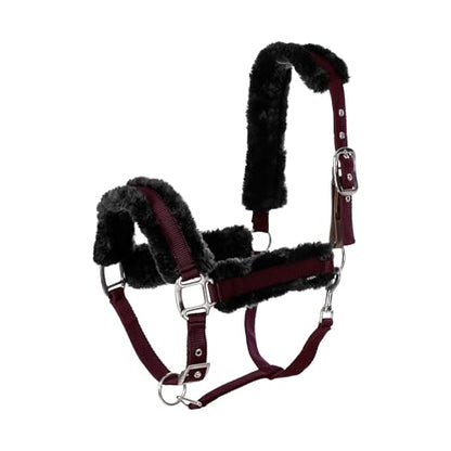 Equinavia Valkyrie Ultra Fleece Soft Padded Horse Halter Breakaway - color: Plum Wine/Black, size: Cob