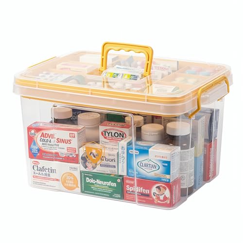 Pulseplay Clear Medicine Storage Box with Handle Yellow - color: Yellow
