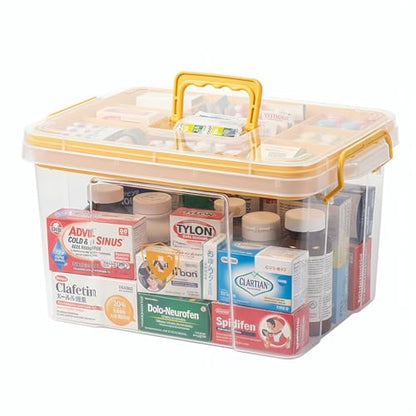 Pulseplay Clear Medicine Storage Box with Handle Yellow - color: Yellow
