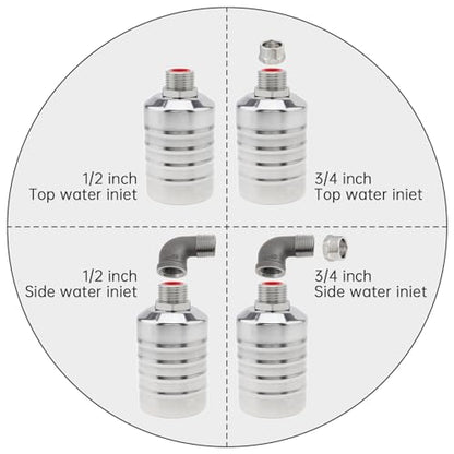 2pcs Water Float Valve Automatic Water Level Control Valve 1/2in to 3/4in | 304 Stainless Steel Auto Shut Off for Fish Tank Swimming Pool Livestock Trough - style: Style 2