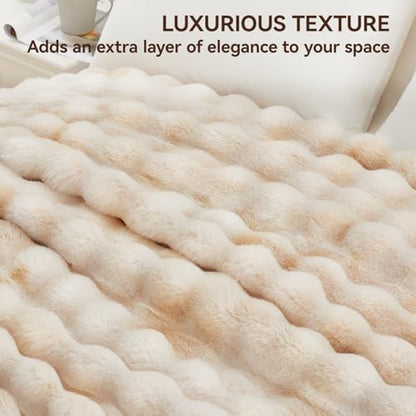 Anysay Faux Fur Throw Blanket, 1000GSM Fluffy Soft Bubble Blanket 60''*80'' - color: Camel, size: Twin