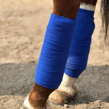 Horse Polo Wraps 2.5m Soft Fleece Polo Wraps Equestrian Leg Bandage Wrap Set of 4 Packs (Blue - 2.5m) - color: Blue - 2.5m