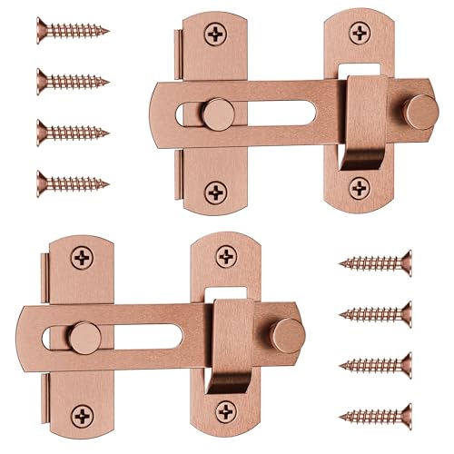 4 Inch Flip Latch Gate Latches, 180 Degree Flip Barn Door Lock Latch, Heavy Duty SUS304 Stainless Steel Flip Sliding Latch, Bolt Buckle Lock for Barn Wood Sliding Doors, Red Bronze, 2 Pack - color: Red Bronze