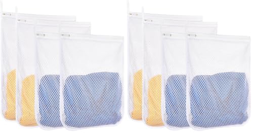Honeycomb Mesh Laundry Bags 8 Pack (2L+2M), Durable Washing Bags with Auto-Lock Zippers, Heavy Duty Mesh Wash Bags for Delicates, Lingerie, Bra, Sock, Travel Storage Organizer - size: 2 Large X 2 Medium (Pack of 2)