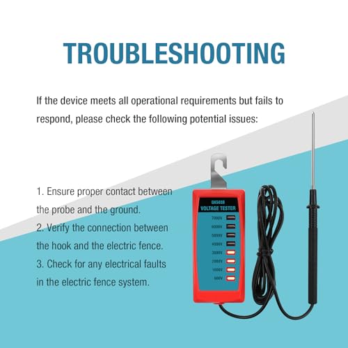 ALLOSUN GK503B NEON Electric Fence Voltage Tester and Fault Finder Max 7 kV, NOT LED, Red