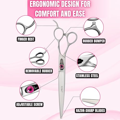 Kenchii Love Dog Grooming Shears, 8in Straight - size: 8.0" Straight