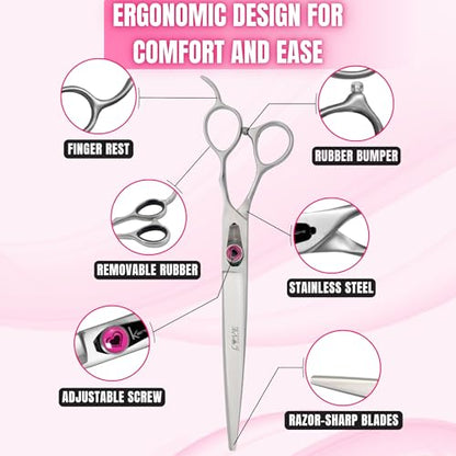 Kenchii Love Dog Grooming Shears, 8in Straight - size: 8.0" Straight