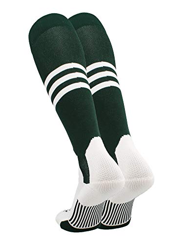 TCK Striped Baseball Stirrup Socks - Youth & Adult - color: Dark Green/White, size: Medium