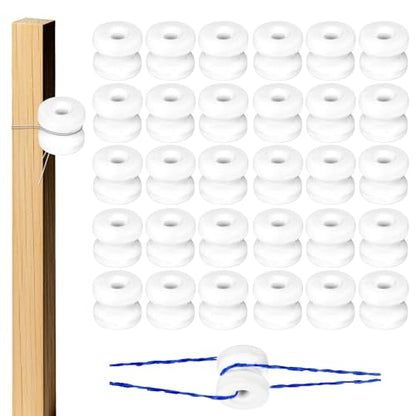 30 Pcs WP36 Corner Post Ceramic Fence Insulator White Circular Donut Electric Porcelain Insulator for Wood Post Wire Fence