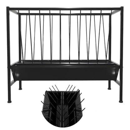 70 Gallon Hay Feeder with 25 Gallon Feed Pan, Heavy-Duty Steel Livestock Hay and Grain Feeder for Goats, Sheep, Calves, Cattle and Horses, Easy Assembly for Barn or Pasture