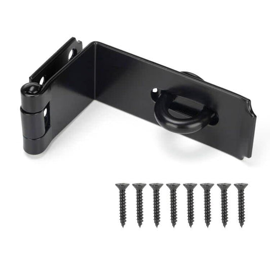 HILLMASTER Door Hasp Latch 90 Degree, 7-3/4" Extra Thick Heavy Duty Steel Safety Gate Door Lock Padlock Clasp Hasp Lock Latch for Fence Gate Barn Door Shed Closet Cabinet, Black Finish | Padlock Clasp Hasp Lock Latch for Fence Gate Barn Door Shed Closet C