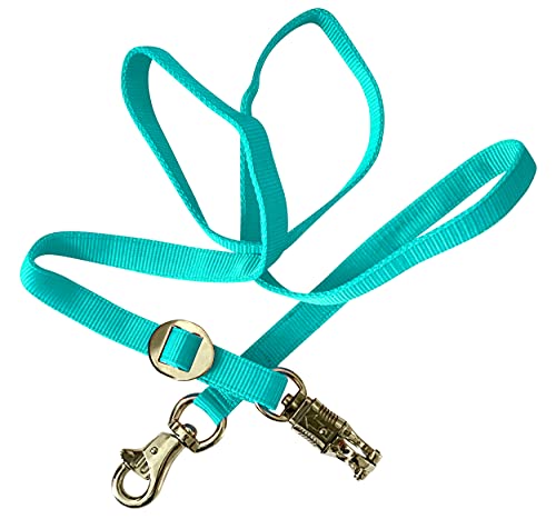 Majestic Ally Double Thick 36" to 72" Trailer Tie for Horse Haulage, Cross tie with Adjustable Buckle, Panic Snap and Bull Snap – 1" Wide by 36" to 72" Long (Turquoise) - color: Turquoise