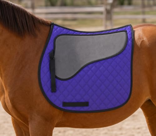 CHALLENGER Horse 23" x 20" English All-Purpose Contoured Quilted Trail Saddle Pad 72143 - color: 퍼플.
