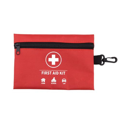 First Aid Kit Bags with Carabiner Empty Waterproof Compact Trauma Medical Kits for Medicine Orgaziser Bags for Home Office Car Travel Camping Hiking Boating First Aid Pouches Case with Zipper - color: Red and white label