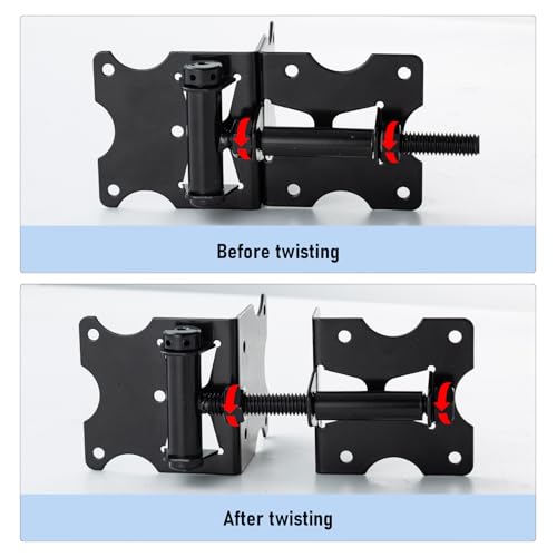 Self Closing Gate Hinges, 90 Degree Adjustable Hinges, Black, 2 Pack