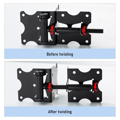 Self Closing Gate Hinges, 90 Degree Adjustable Hinges, Black, 2 Pack