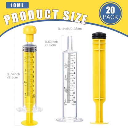 TrelaCo 20 Pack 10ml Oral Syringes with Cap Plastic No Needle, Yellow | Measuring Dispensing for Liquid Medication, Individually Sealed, Pet Feeding Lab Sample, Clear Graduated Markings,Halloween - size: Yellow